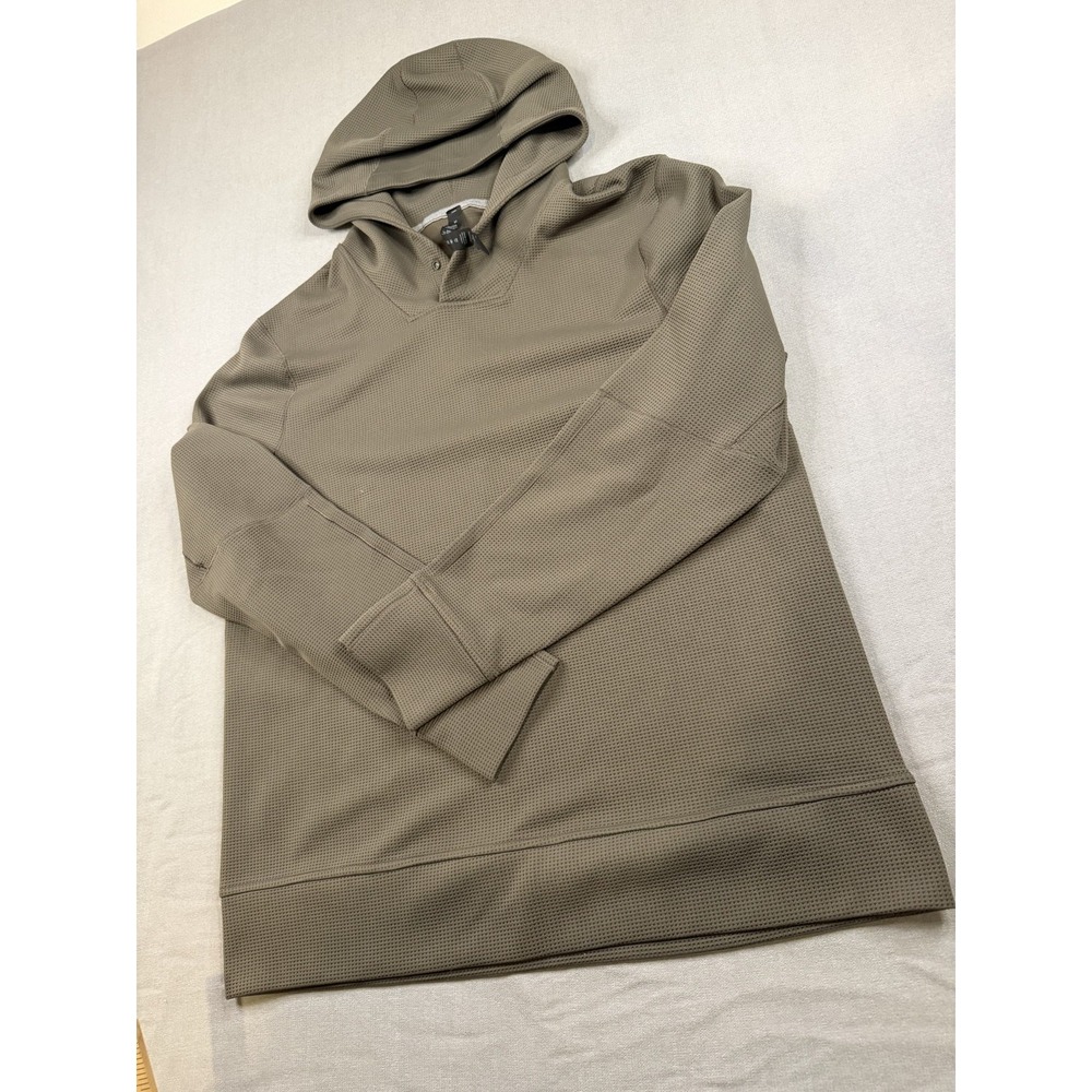 LULULEMON Shift Stitch Hoodie Mens Medium Green Waffle Knit Pullover Performance - Picture 8 of 11